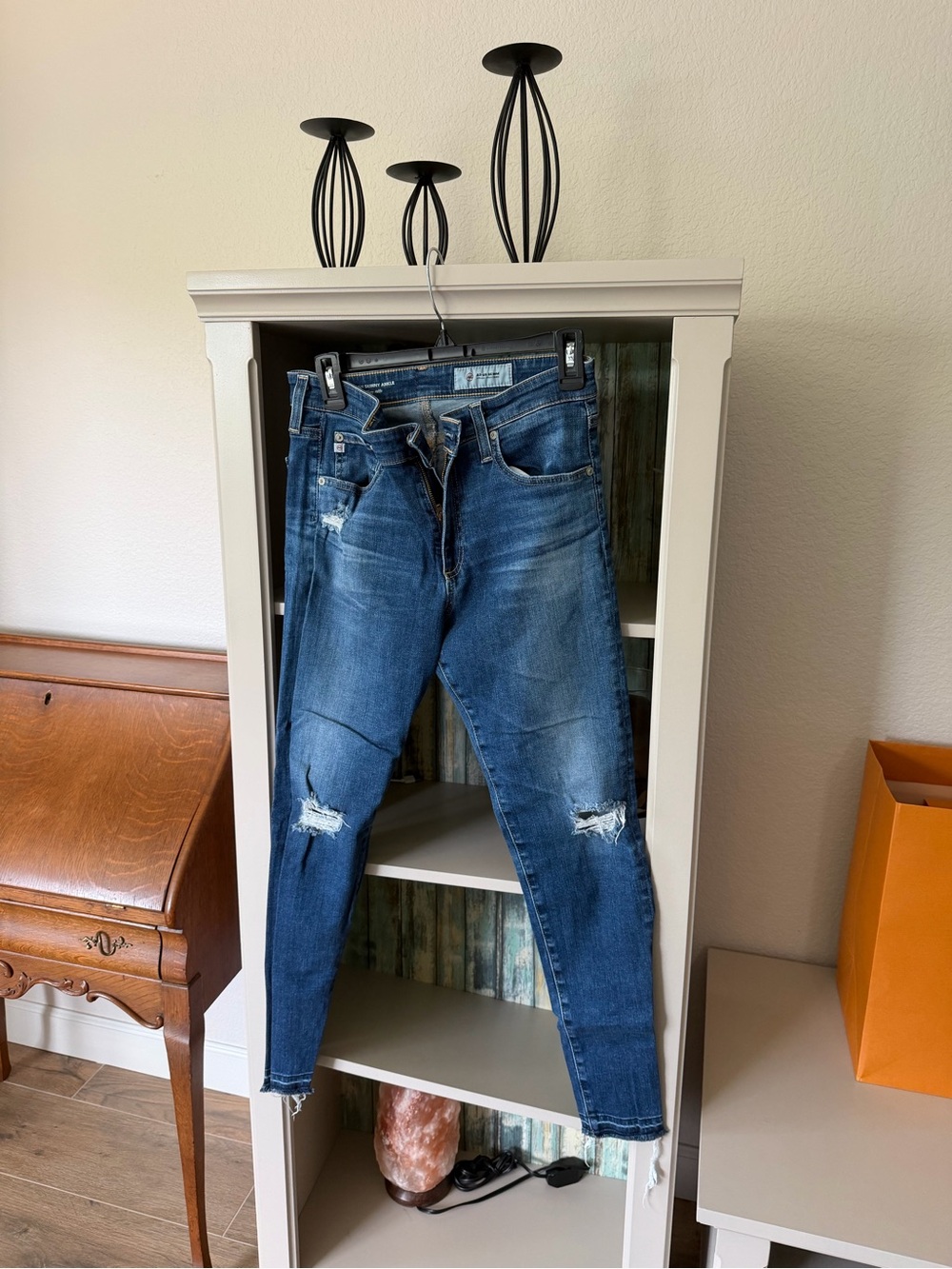 AG Adriano Goldschmied Women’s Skinny Ripped Indigo Blue Jeans